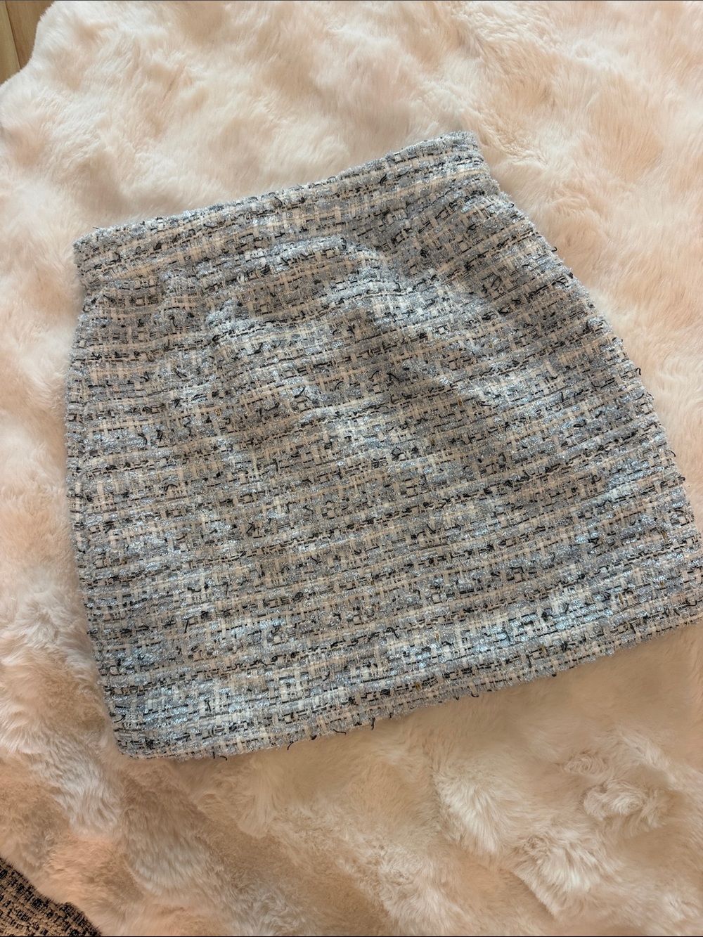 Meshki Silver-Gray Tweed Mini Skirt